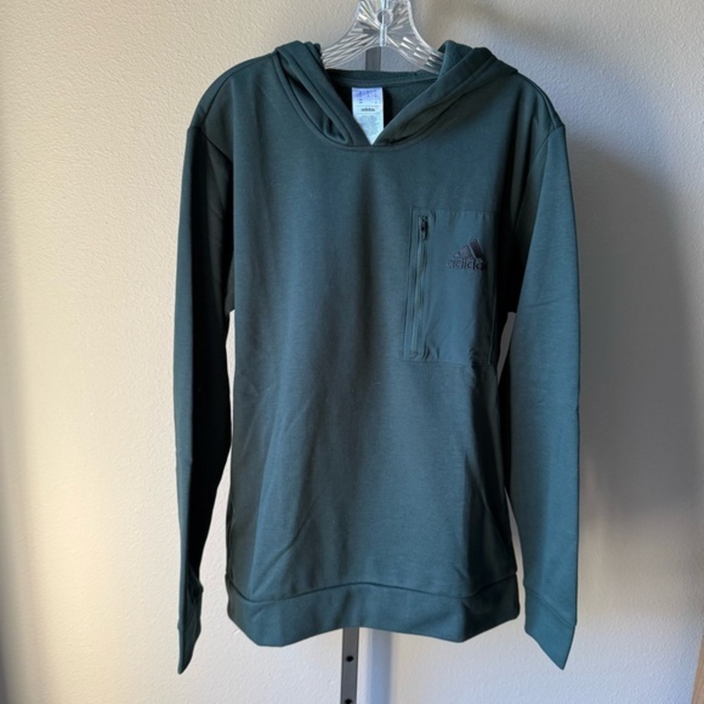 Adidas men’s dark green hoodie with pockets size medium NWT